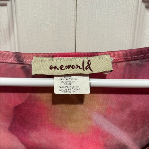 ONE WORLD Women’s Multicolor Floral Mesh Sequin Blouse Top Shirt - size S - Picture 5 of 6